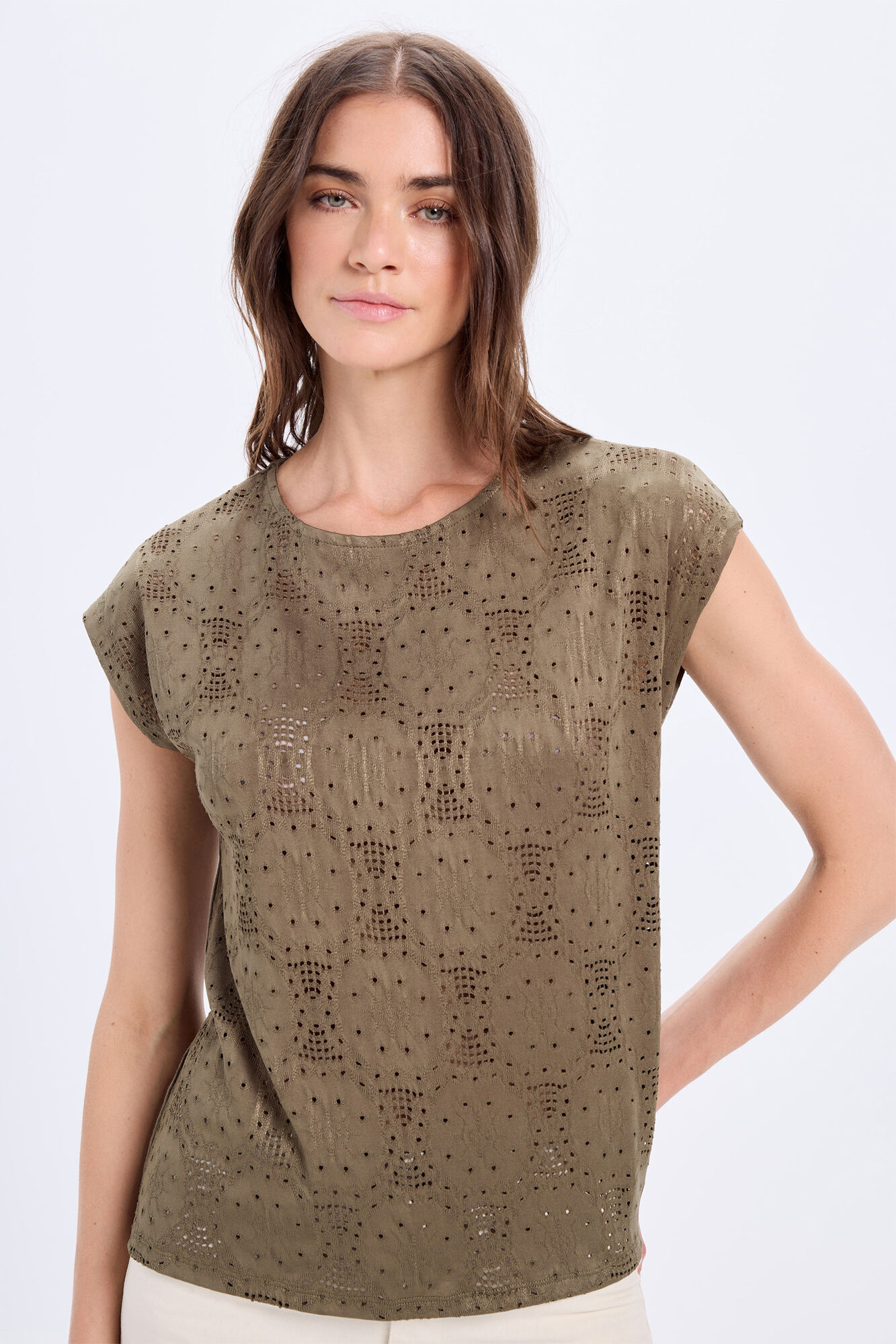 Milano Camiseta bimateria delantero en jacquard