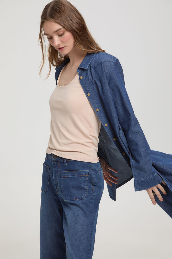 Milano T-shirt el&aacute;stica com al&ccedil;as largas Rosa