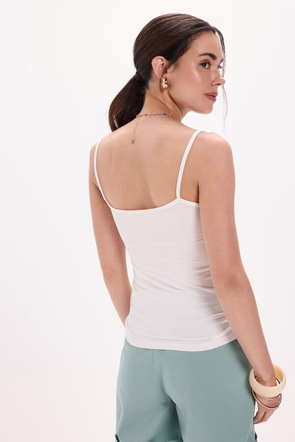 Milano Camiseta elástica com alças estreitas Branco