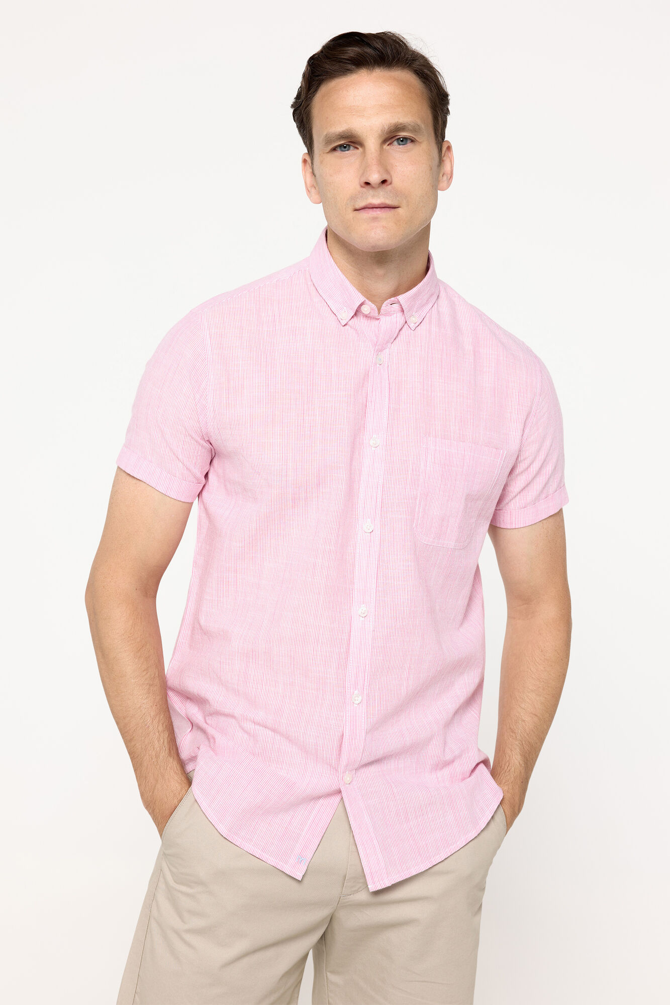 Milano Camisa malha slub riscas