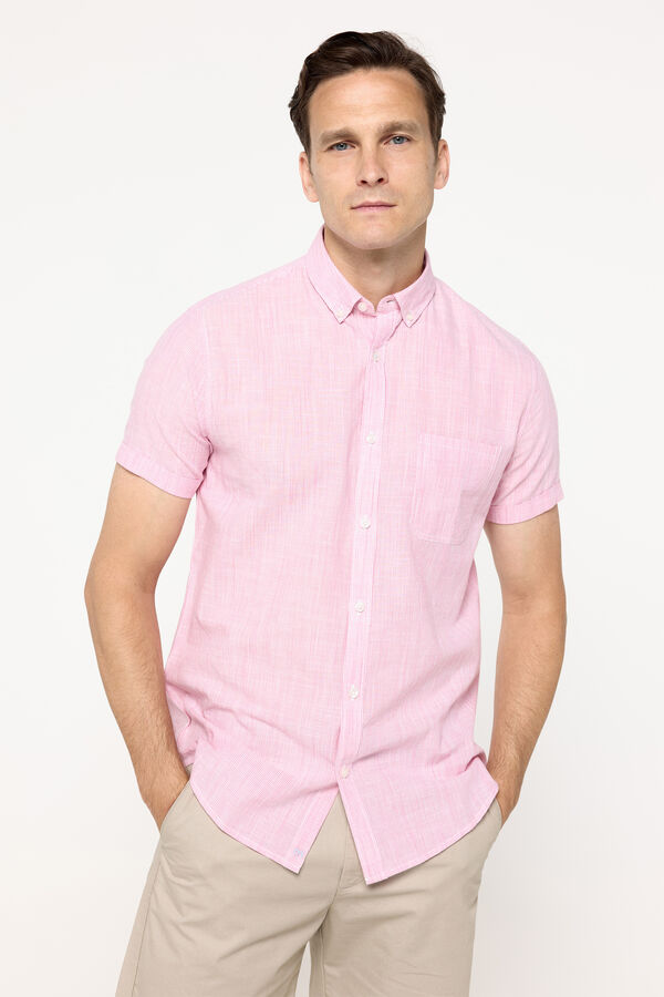 Milano Camisa malha slub riscas vermelho