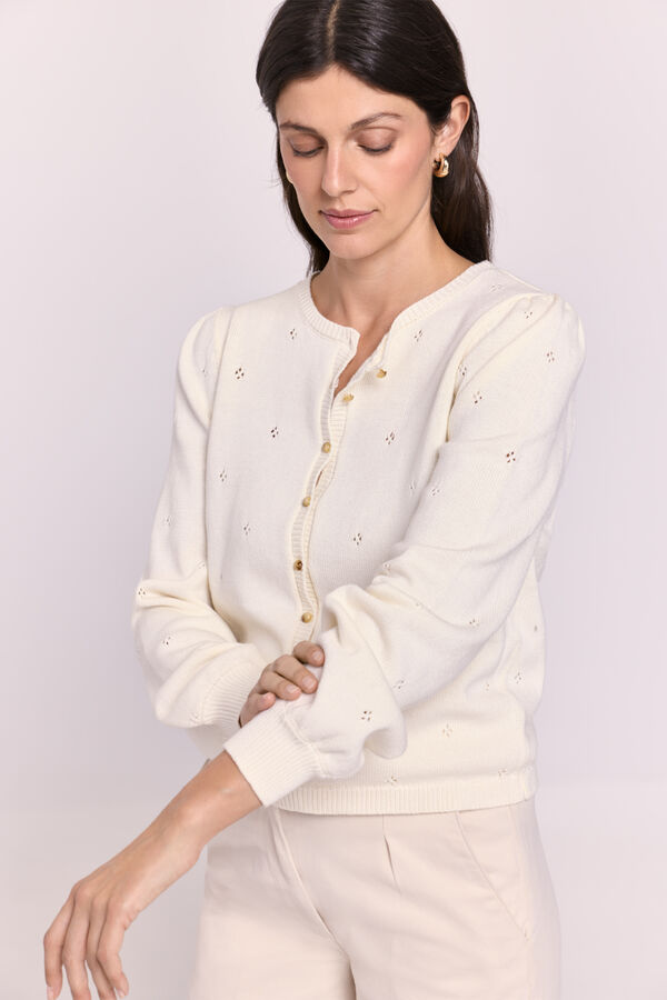 Milano Cardigan de punto manga abullonada Beige