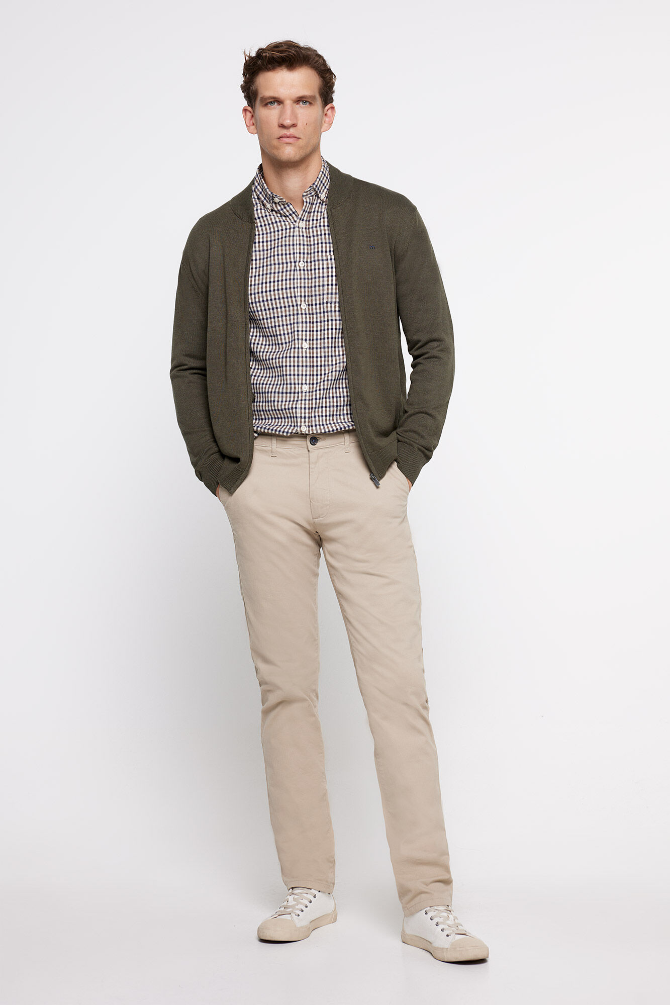 Milano Cardigan fecho-&eacute;clair com cola com nervura