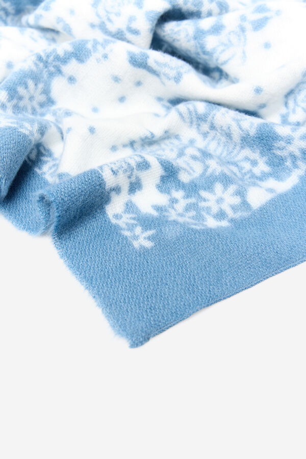 Milano Fular estampado bicolor flores azules Azul