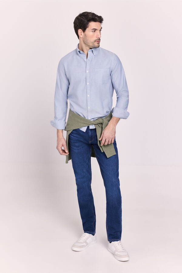 Milano Camisa lisa manga comprida Azul claro