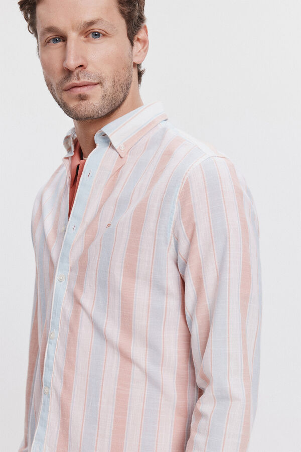 Milano Camisa malha slub riscas Estampado laranja