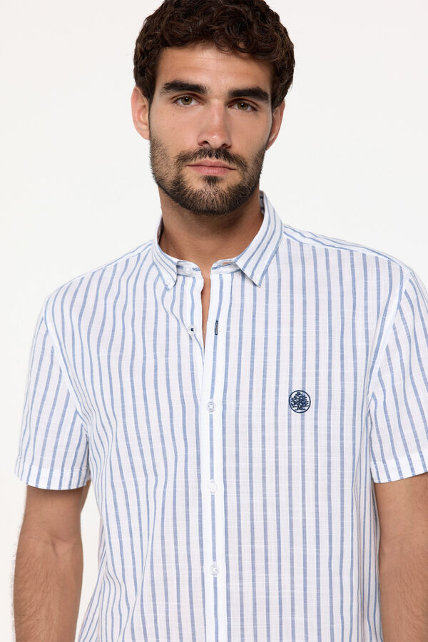 Fifty Outlet Camisa malha slub riscas Estampado azul