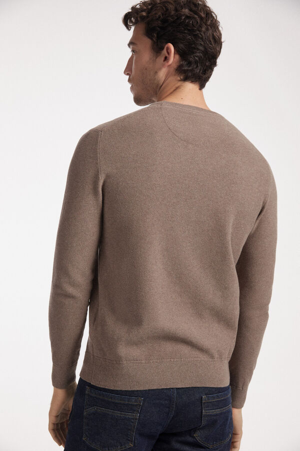Fifty Outlet Jersey cuello caja con microestructura Beige/Camel