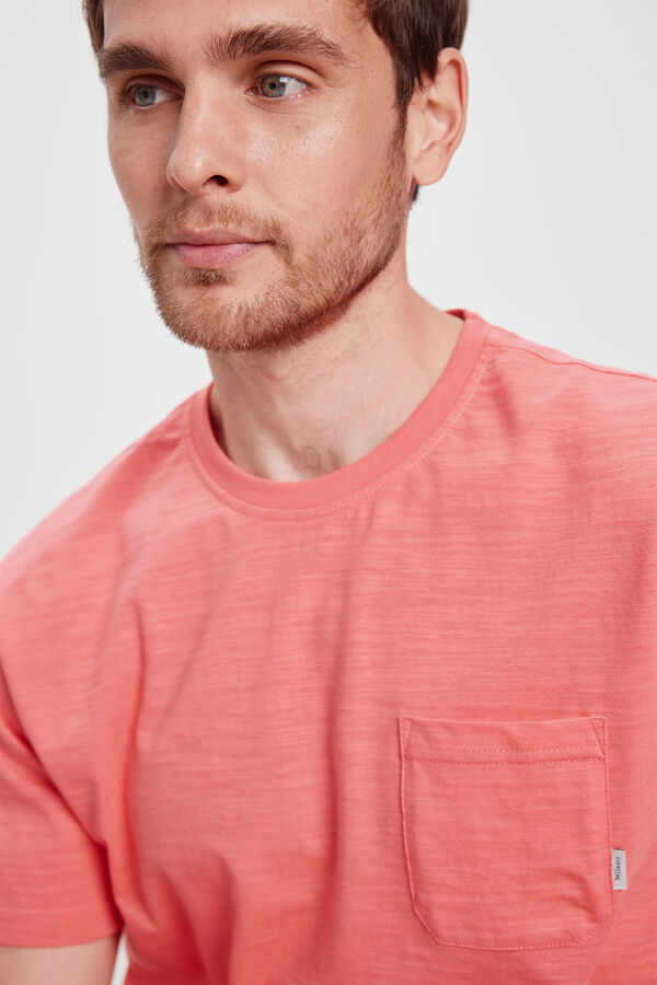 Milano Camiseta b&aacute;sica com bolso Vermelho