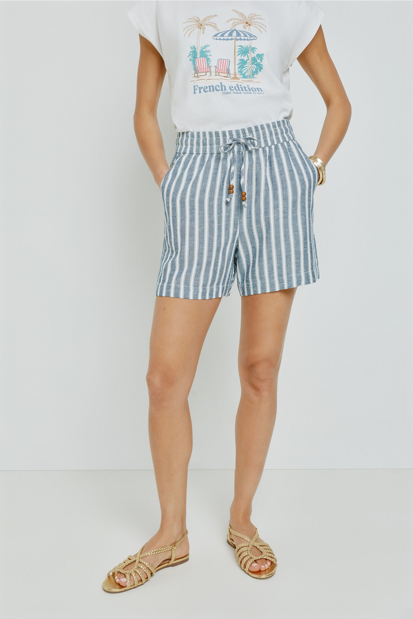 Milano Bermuda rayas con cinturilla el&aacute;stica