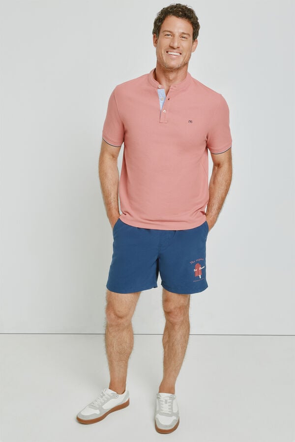 Milano Polo de manga curta com gola mao Rosa