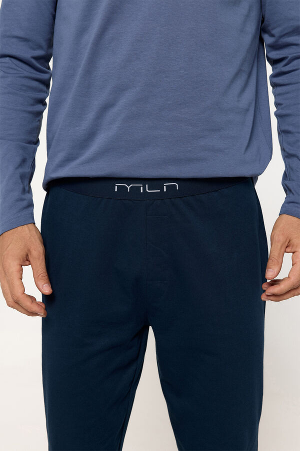 Milano Pijama manga larga. Calidad single jersey algod&oacute;n Navy