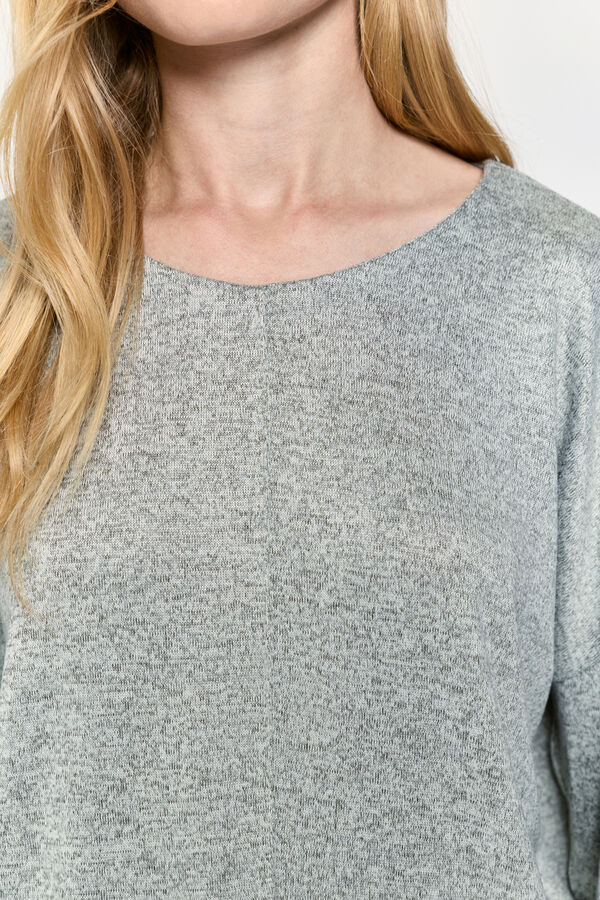 Milano T-shirt de manga manga com gola redonda e toque suave Cáqui escuro