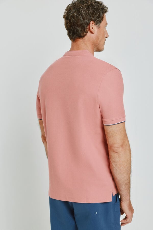 Milano Polo de manga curta com gola mao Rosa