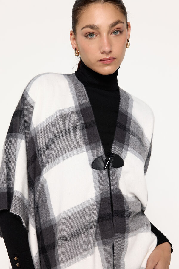 Milano Poncho de cuadros con broche Marengo
