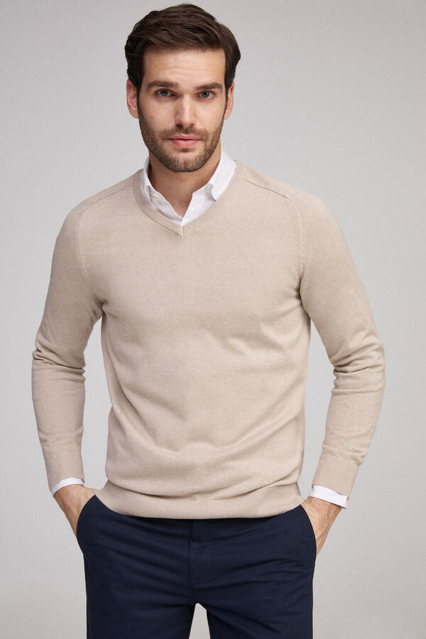 Fifty Outlet Jersey básico pico Beige/Camel
