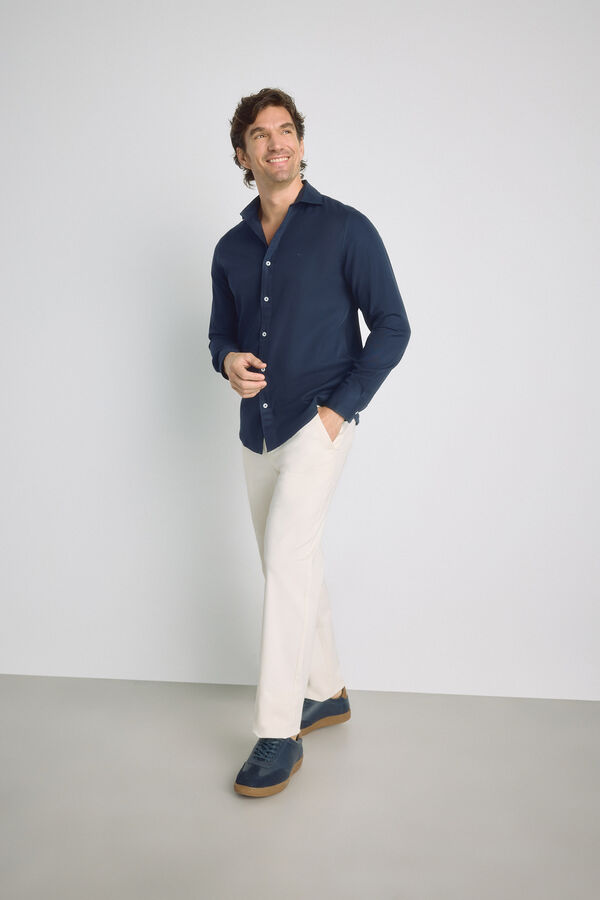 Milano Camisa lisa manga larga Navy
