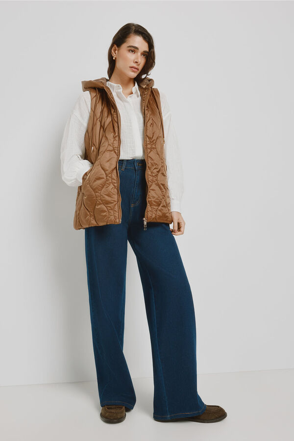 Milano Colete acolchoado com capuz Castanho