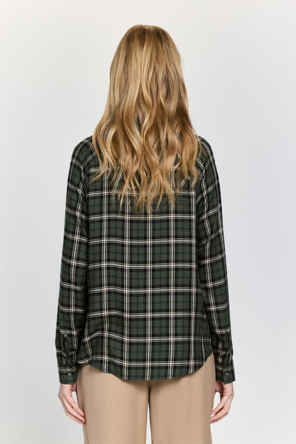 Milano Camisa cuello solapa en cuadros tartán Verde