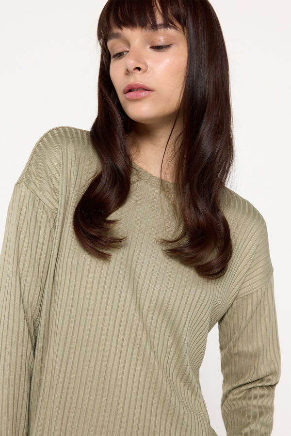 Milano Jersey manga larga de canale Kaki Claro