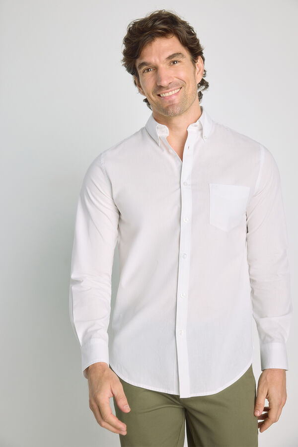Milano Camisa lisa manga larga Blanco
