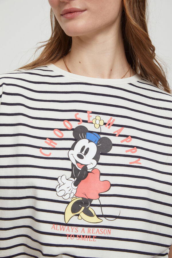 Milano T-shirt riscas licenciada da Minnie Mouse Estampado branco