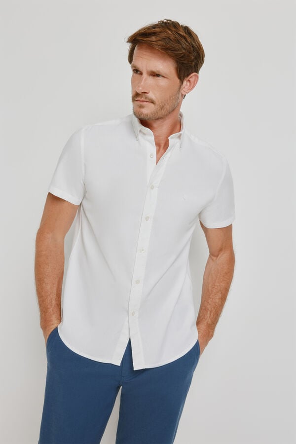 Springfield Camisa lisa de manga curta Branco