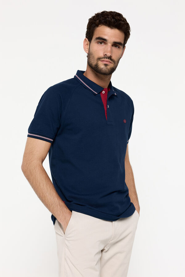 Fifty Outlet Polo pique manga corta con logo milano en pecho. Azul Oscuro