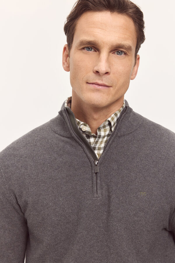 Milano Camisola meio fecho-&eacute;clair. Cinzento oscuro