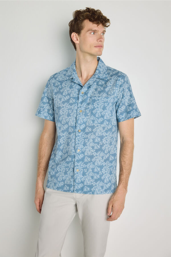 Milano Camisa estampada de manga curta Azul indigo
