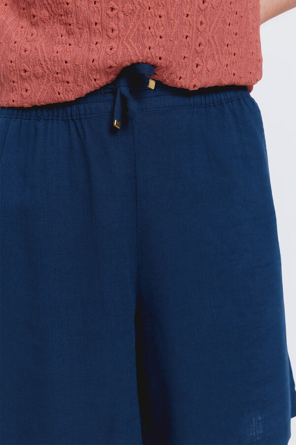 Milano Bermuda de linho Azul