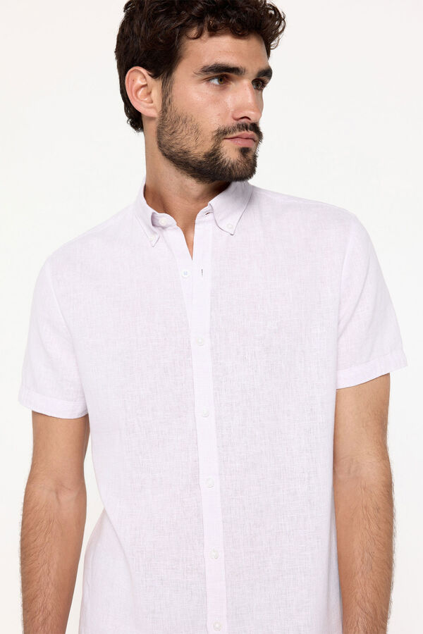 Fifty Outlet Camisa Lino Micro Pata de Gallo Morado/Lila