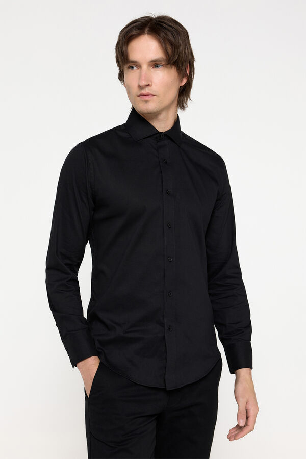 Milano Camisa Entallada lisa Negro