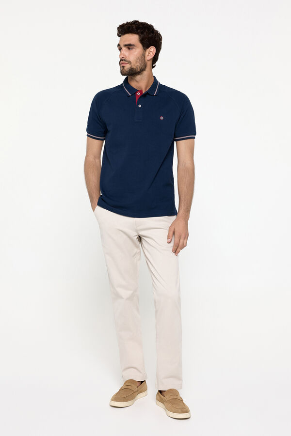 Fifty Outlet Polo pique manga corta con logo milano en pecho. Azul Oscuro