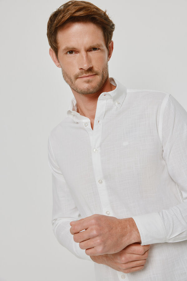 Milano Camisa lisa de manga comprida Branco