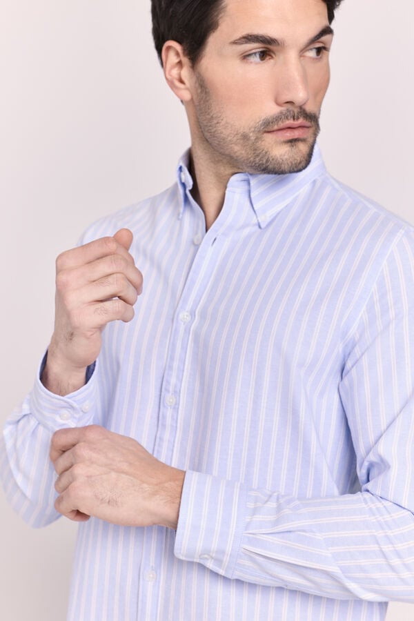 Milano Camisa de manga comprida &agrave;s riscas Azul indigo