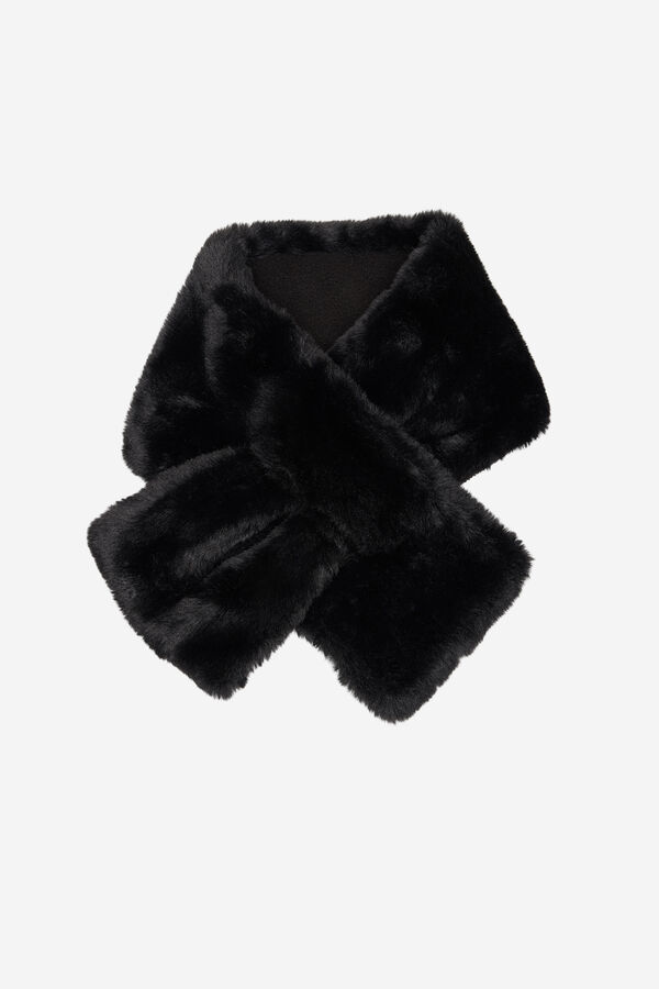 Milano Bufanda de pelo cruzada Negro