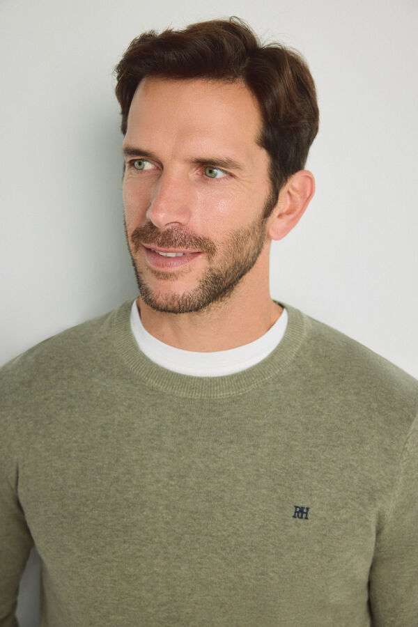 Pedro del Hierro Camisola gola caixa C&aacute;qui