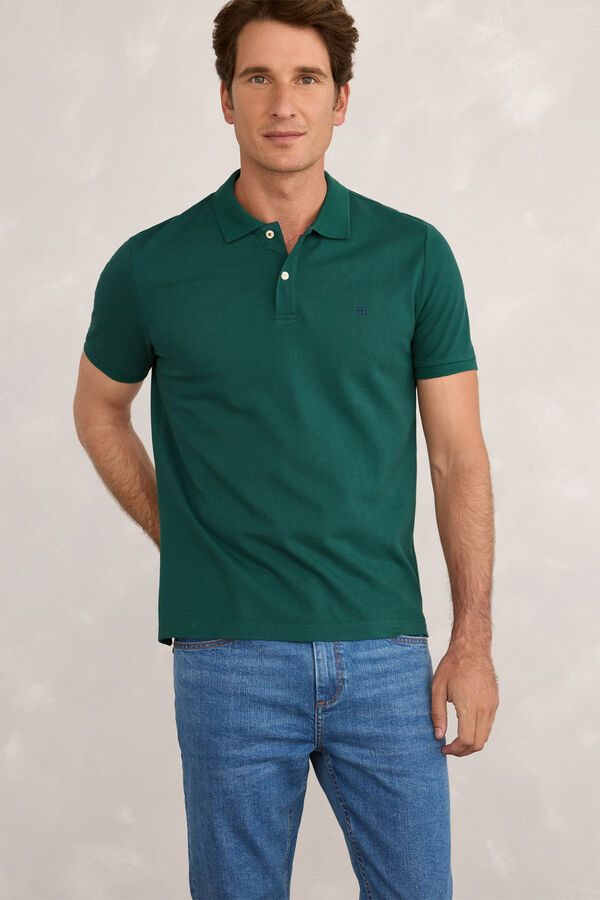 Pedro del Hierro Polo básico de manga curta Verde escuro