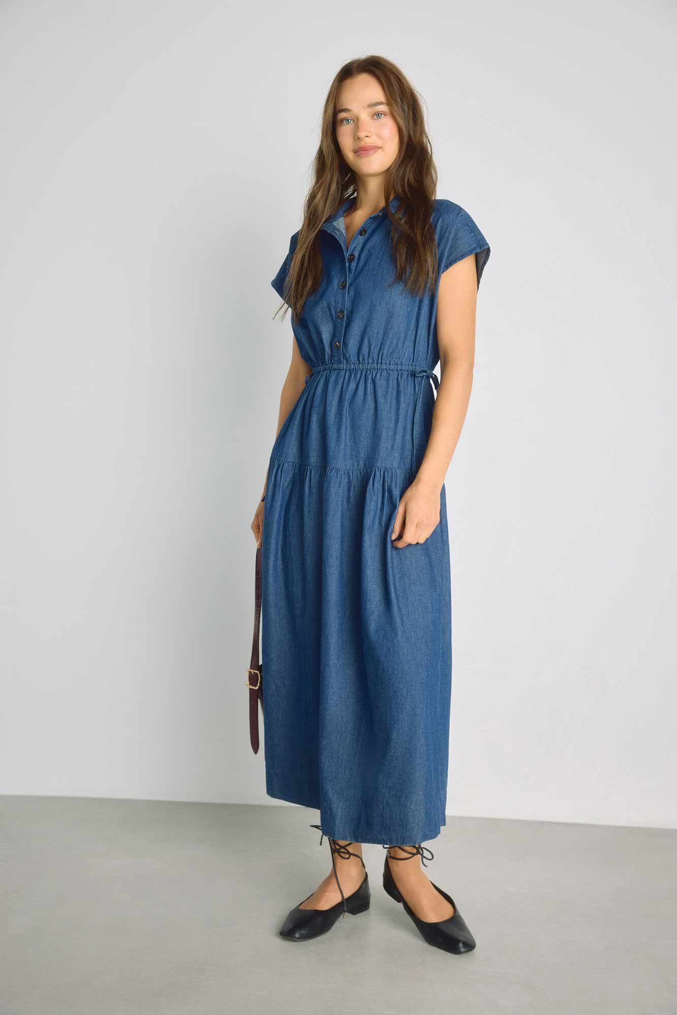Milano Vestido denim escote pico