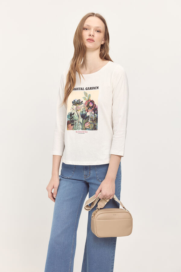 Milano Bolso efecto piel con cinta regulable Beige