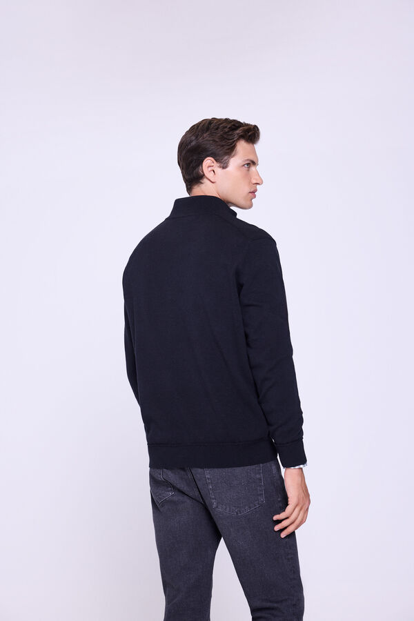 Milano Camisola de malha com meia fecho-éclair Preto