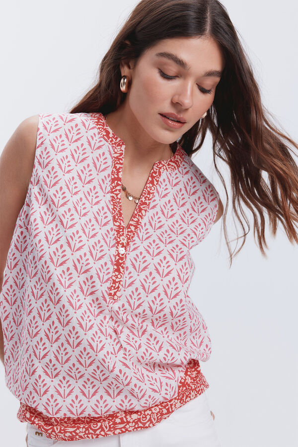 Milano Blusa estampada fluida vermelho