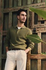 Milano Jersey cuello polo Kaki Claro