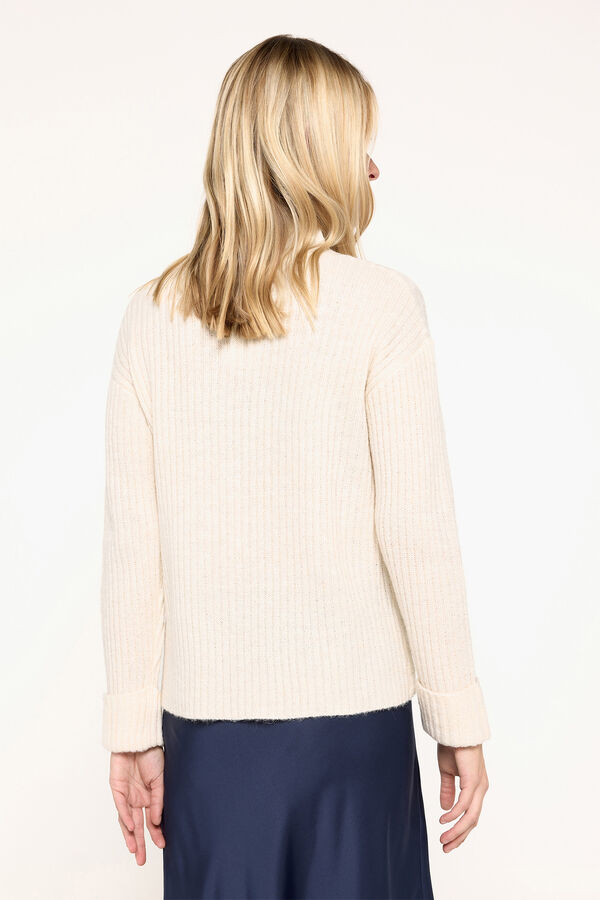 Milano Su&eacute;ter tecido melange com gola perkins C&aacute;qui escuro