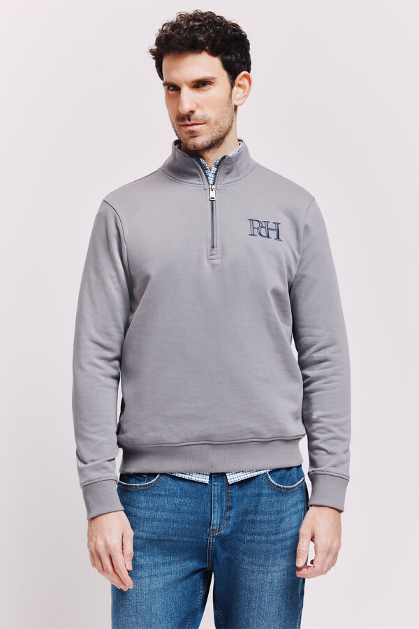 Pedro del Hierro Sudadera cuello semicisne con cremallera Gris