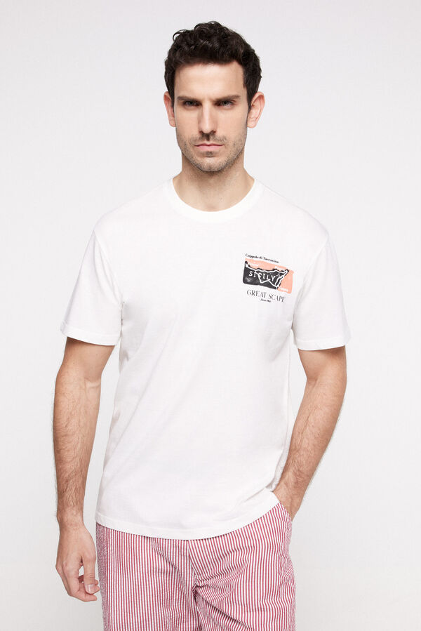 Fifty Outlet T-shirt estampada 100% algodão Branco