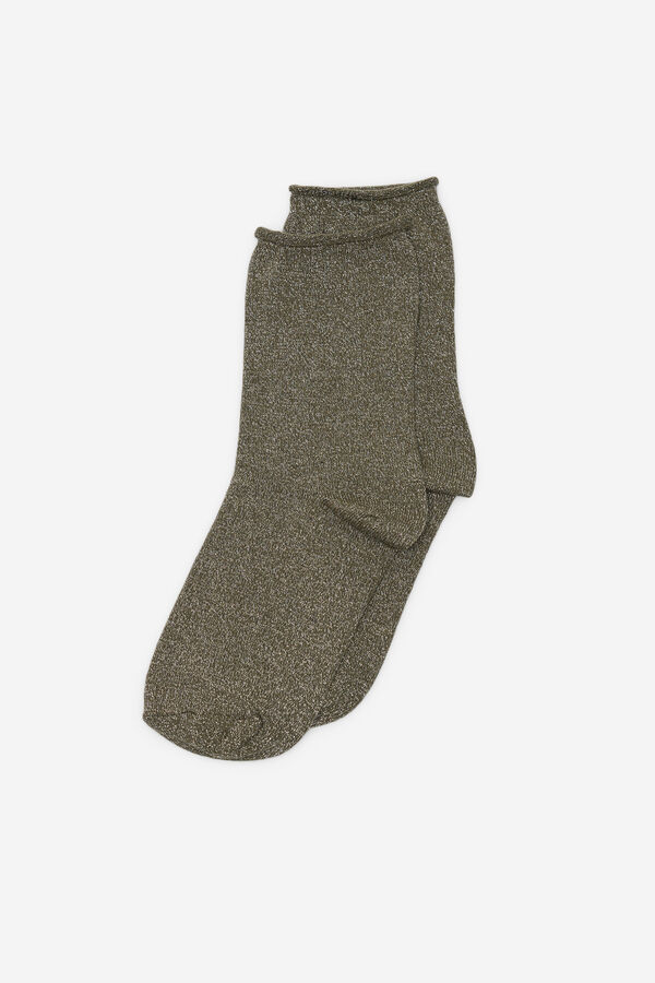 Milano Meias lurex C&aacute;qui escuro