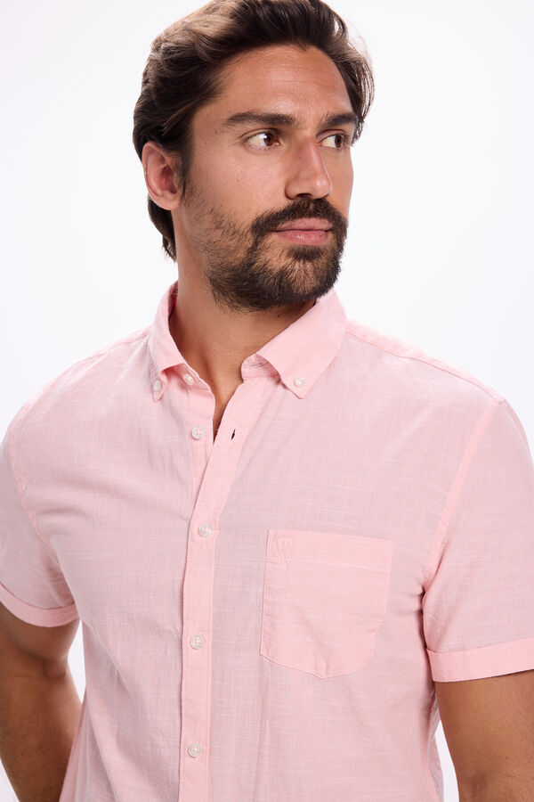 Milano Camisa malha slub lisa Rosa