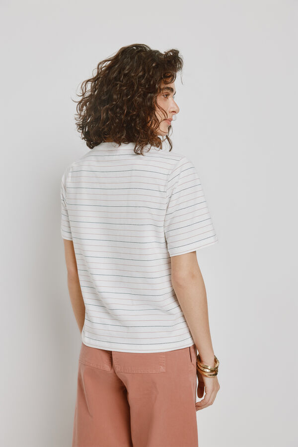 Milano T-shirt de manga curta &agrave;s riscas Branco